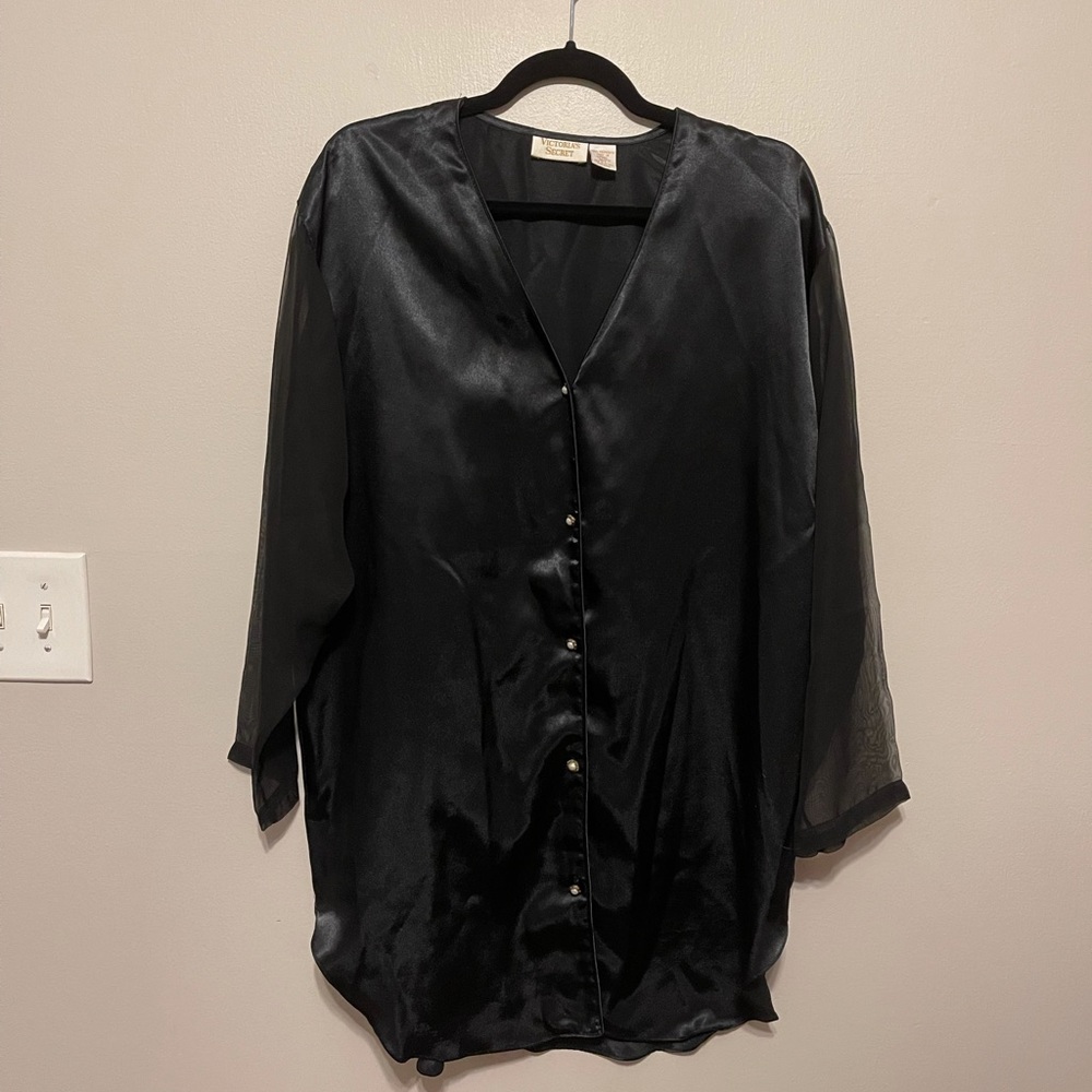 Victoria’s Secret Gold Label Sheer Sleeve Satin Nightgown